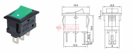 Переключатель RWB-102 ON-ON 3A/250V 3c красный