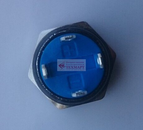 Кнопка антивандальная черная 12 мм OF-(ON) LED12V 2A/36V 4c HBGQ IP65 без фиксации синяя