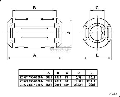 Фильтр ферритовый на провод ZCAT1325-0530A-BK, чёрный, в корпусе