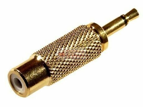 Переходник штекер 3.5 мм моно - гнездо RCA, золотой, G
