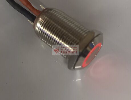 Кнопка антивандальная 12 мм OFF-ON LED12-24V 2A/36V 4c IB12C-P IP65 с фиксацией красная
