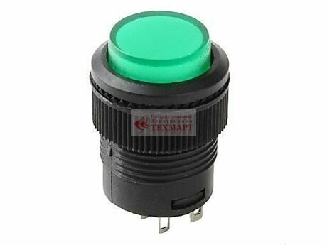 Кнопка RWD-314 OFF-ON LED 3A/250V 4c с подсветкой с фиксацией зеленая