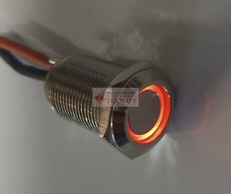 Кнопка антивандальная 12 мм OFF-ON LED12-24V 2A/36V 4c IB12C-P IP65 с фиксацией красная