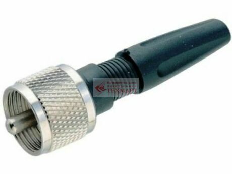 Разъем UHF вилка на кабель 6 мм, винт, Ni/Gold pin/Delrin/Pl