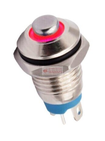 Кнопка антивандальная 8 мм OFF-(ON) LED12V 2A/24V 4c IB8-G IP65 без фиксации красная