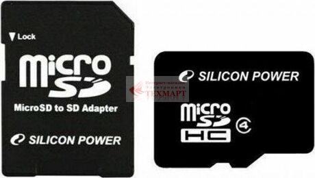 Карта памяти Silicon Power MicroSDHC 16GB Class 4 + SD adapter