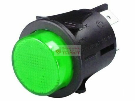 Кнопка SC7087 OFF-ON lamp12V 30A/12V 4c с подсветкой с фиксацией зеленая