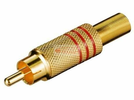Штекер RCA на кабель 6 мм, золотой, G -красный-