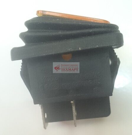 Выключатель KCD2 RWB-507 влагозащищенный IP55 OFF-ON neon 16A/250V 4c желтый