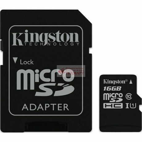 Карта памяти Kingston MicroSDHC 16GB Class 10 + адаптер