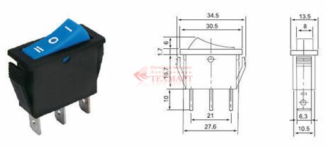 Переключатель RWB-416 ON-OFF-ON 15A/250V 3c красный